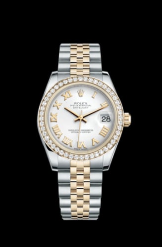 Rolex Datejust 31 Rolesor Yellow Diamond / Jubilee / White Roman