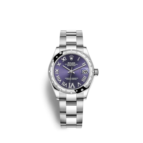 Rolex Datejust 31 Stainless Steel Domed Diamond / Oyster / Aubergine - Roman