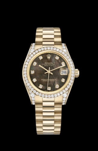 Rolex Datejust 31 Yellow Gold Diamond / President / Black MOP