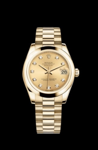 Rolex Datejust 31 Yellow Gold Domed / President / Champagne Diamond
