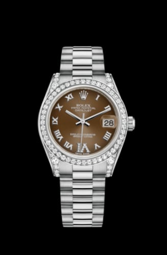 Rolex Datejust 31 White Gold Diamond / President / Bronze Roman