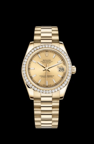 Rolex Datejust 31 Yellow Gold Diamond / President / Champagne