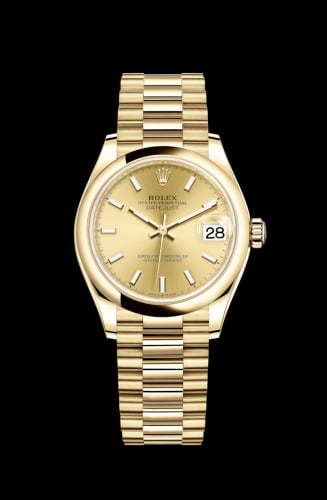 Rolex Datejust 31 Yellow Gold / Domed / Champagne / President