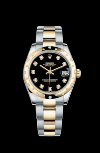 Rolex Datejust 31 Rolesor Yellow Domed Diamond / Oyster / Black Diamond