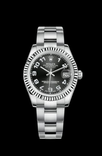 Rolex Datejust 31 Stainless Steel Fluted / Oyster / Black - Arabic