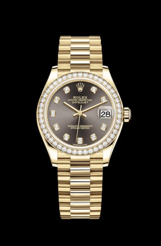 Rolex Datejust 31 Yellow Gold / Diamond / Grey - Diamond / President