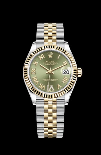 Rolex Datejust 31 Stainless Steel / Yellow Gold / Fluted / Olive - Roman / Jubilee