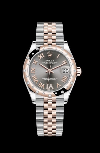 Rolex Datejust 31 Stainless Steel/ Rose Gold / Domed - Diamond / Grey - Roman / Jubilee
