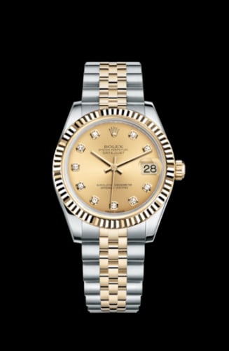 Rolex Datejust 31 Rolesor Yellow Fluted / Jubilee / Champagne Diamond
