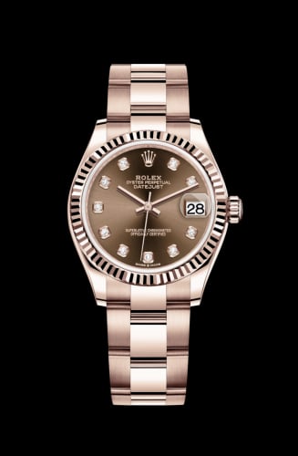 Rolex Datejust 31 Rose Gold / Fluted / Chocolate - Diamond / Oyster