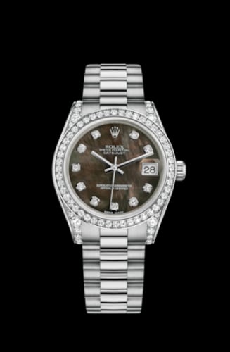 Rolex Datejust 31 White Gold Diamond / President / Black MOP