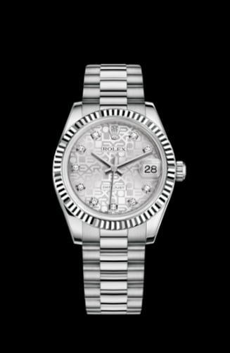Rolex Datejust 31 White Gold Fluted / President / Silver Computer