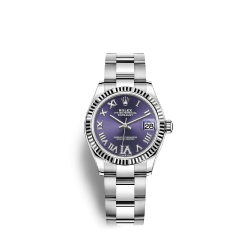 Rolex Datejust 31 Stainless Steel Fluted / Oyster / Aubergine - Roman