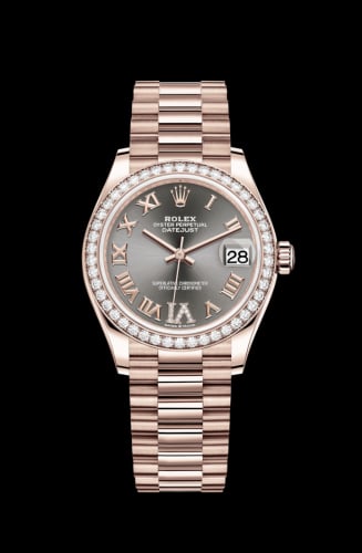 Rolex Datejust 31 Rose Gold / Diamond / Grey - Roman / President