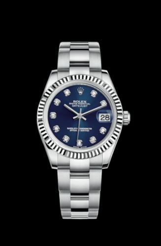 Rolex Datejust 31 Stainless Steel Fluted / Oyster / Blue - Diamond