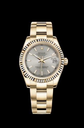 Rolex Datejust 31 Yellow Gold Fluted / Oyster / Silver