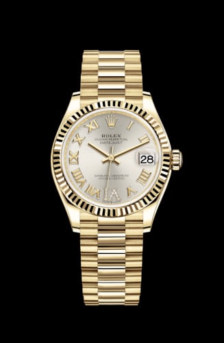Rolex Datejust 31 Yellow Gold / Fluted / Silver - Roman / President