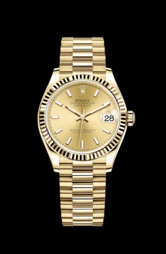 Rolex Datejust 31 Yellow Gold / Fluted / Champagne / President