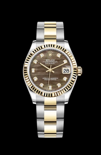 Rolex Datejust 31 Stainless Steel / Yellow Gold / Fluted / Black MOP / Oyster