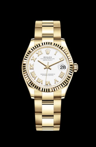 Rolex Datejust 31 Yellow Gold / Fluted / White - Roman / Oyster