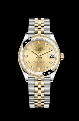 Rolex Datejust 31 Stainless Steel / Yellow Gold / Domed - Diamond / Champagne - Diamond / Jubilee