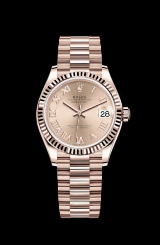 Rolex Datejust 31 Rose Gold / Fluted / Rose - Roman / President