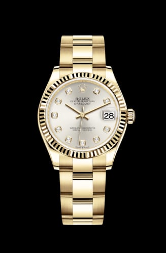 Rolex Datejust 31 Yellow Gold / Fluted / Silver - Diamond / Oyster