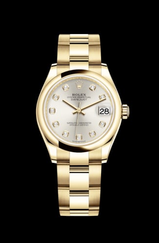 Rolex Datejust 31 Yellow Gold / Domed / Silver - Diamond / Oyster