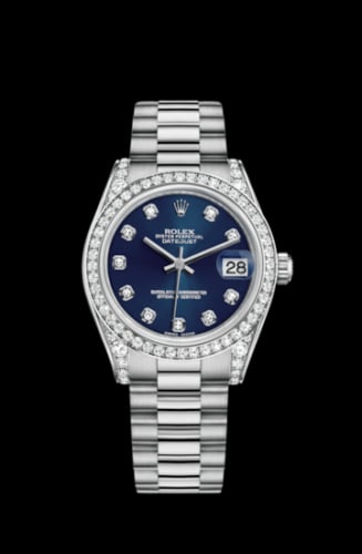 Rolex Datejust 31 White Gold Diamond / President / Blue Diamond