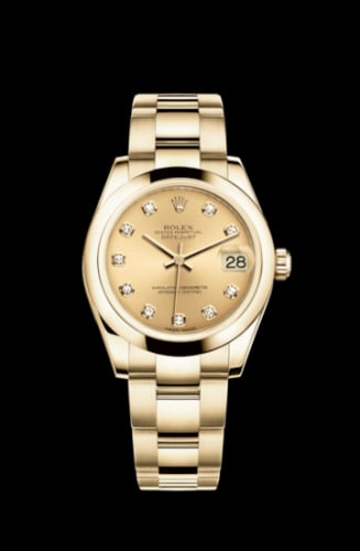 Rolex Datejust 31 Yellow Gold Domed / Oyster / Champagne Diamond