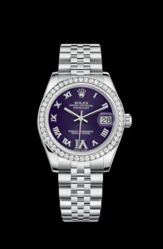 Rolex Datejust 31 Stainless Steel Diamond / Jubilee / Purple - Roman