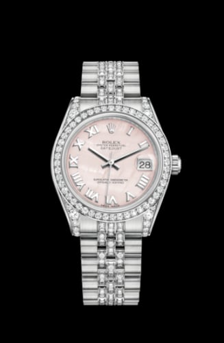Rolex Datejust 31 White Gold Diamond / Jubilee Diamond / Pink MOP Roman