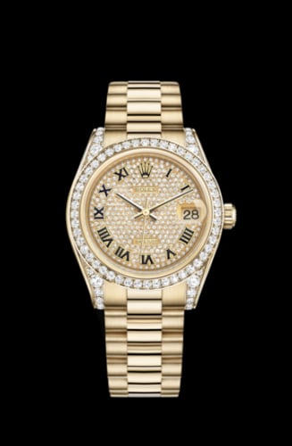 Rolex Datejust 31 Yellow Gold Diamond / President / Paved Roman