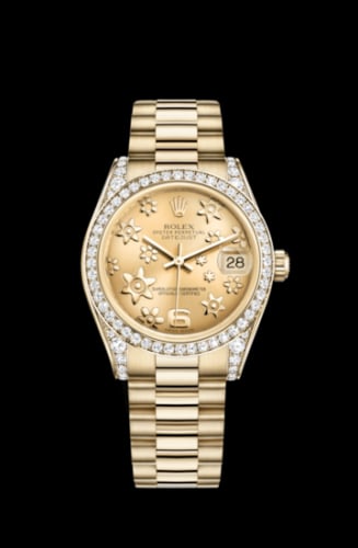 Rolex Datejust 31 Yellow Gold Diamond / President / Champagne Floral