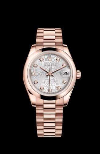 Rolex Datejust 31 Everose Domed / President / Silver Computer