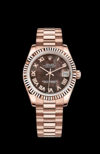 Rolex Datejust 31 Everose Fluted / President / Black MOP Roman