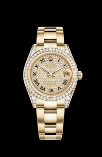 Rolex Datejust 31 Yellow Gold Diamond / Oyster / Paved Roman