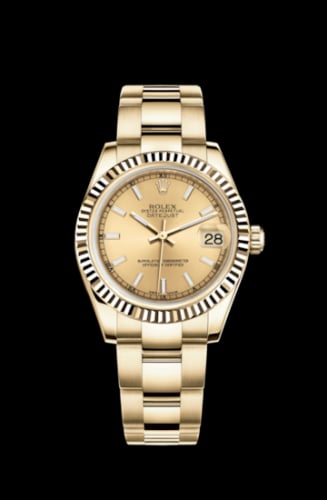 Rolex Datejust 31 Yellow Gold Fluted / Oyster / Champagne