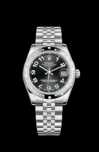 Rolex Datejust 31 Stainless Steel Domed Diamond / Jubilee / Black - Arabic