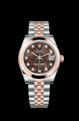 Rolex Datejust 31 Rolesor Everose Domed / Jubilee / Black MOP