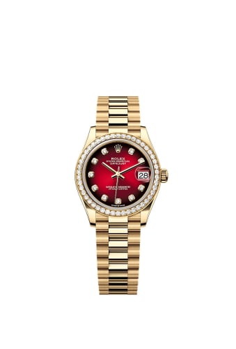 Rolex Datejust 31 Yellow Gold - Diamond / Red Gradient / President