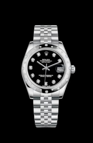 Rolex Datejust 31 Stainless Steel Domed Diamond / Jubilee / Black - Diamond