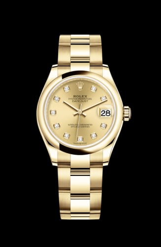 Rolex Datejust 31 Yellow Gold / Domed / Champagne - Diamond / Oyster