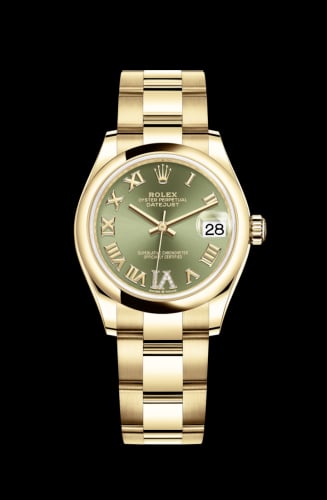 Rolex Datejust 31 Yellow Gold / Domed / Olive - Roman / Oyster