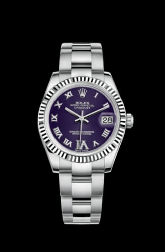 Rolex Datejust 31 Stainless Steel Fluted / Oyster / Purple - Roman