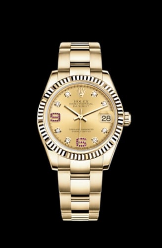 Rolex Datejust 31 Yellow Gold Fluted / Oyster / Champagne Diamond
