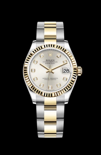 Rolex Datejust 31 Stainless Steel / Yellow Gold / Fluted / Silver - Diamond / Oyster