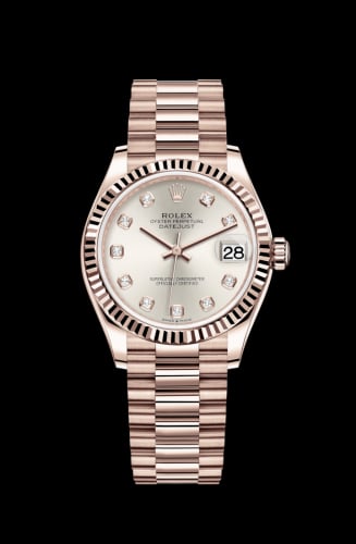 Rolex Datejust 31 Rose Gold / Fluted / Silver - Diamond / President