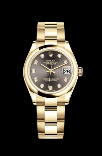 Rolex Datejust 31 Yellow Gold / Domed / Grey - Diamond / Oyster