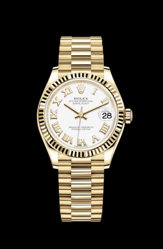 Rolex Datejust 31 Yellow Gold / Fluted / White - Roman / President